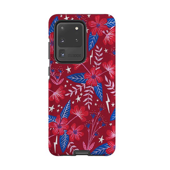 Samsung phone case-Red Moon Garden By Lee Foster Wilson-Product Details Raised bevel to protect screen from scratches. Impact resistant polycarbonate shell and shock absorbing inner TPU liner. Secure fit with design wrapping around side of the case and full access to ports. Compatible with Qi-standard wireless charging. Thickness 1/8 inch (3mm), weight 30g. Compatibility See drop down menu for options, please select the right case as we print to order.-Stringberry