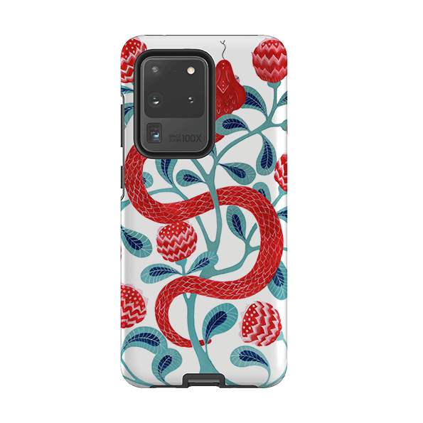 Samsung phone case-Redsnake By Bex Parkin-Product Details Raised bevel to protect screen from scratches. Impact resistant polycarbonate shell and shock absorbing inner TPU liner. Secure fit with design wrapping around side of the case and full access to ports. Compatible with Qi-standard wireless charging. Thickness 1/8 inch (3mm), weight 30g. Compatibility See drop down menu for options, please select the right case as we print to order.-Stringberry