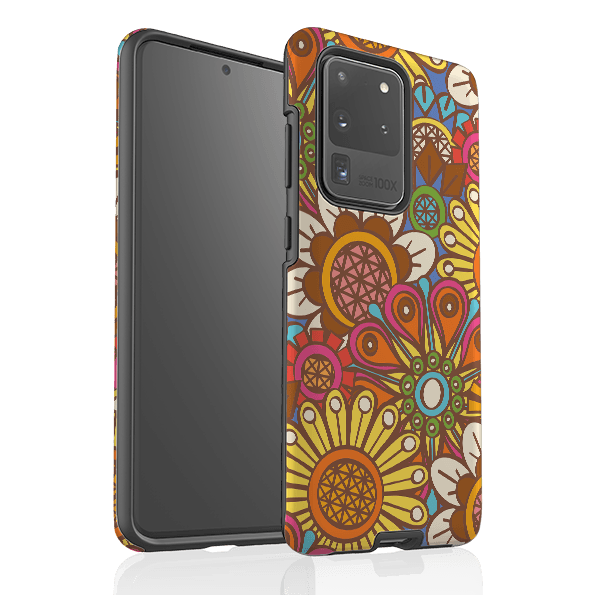 Samsung phone case-Retro Posy By Amelia Bowman-Product Details Raised bevel to protect screen from scratches. Impact resistant polycarbonate shell and shock absorbing inner TPU liner. Secure fit with design wrapping around side of the case and full access to ports. Compatible with Qi-standard wireless charging. Thickness 1/8 inch (3mm), weight 30g. Compatibility See drop down menu for options, please select the right case as we print to order.-Stringberry