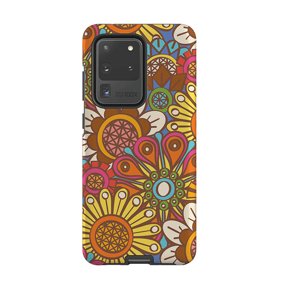 Samsung phone case-Retro Posy By Amelia Bowman-Product Details Raised bevel to protect screen from scratches. Impact resistant polycarbonate shell and shock absorbing inner TPU liner. Secure fit with design wrapping around side of the case and full access to ports. Compatible with Qi-standard wireless charging. Thickness 1/8 inch (3mm), weight 30g. Compatibility See drop down menu for options, please select the right case as we print to order.-Stringberry