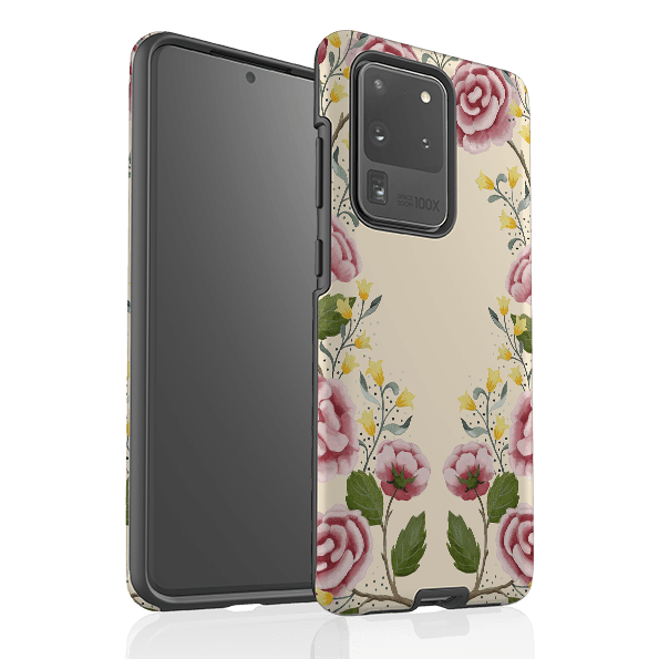 Samsung phone case-Roses By Bex Parkin-Product Details Raised bevel to protect screen from scratches. Impact resistant polycarbonate shell and shock absorbing inner TPU liner. Secure fit with design wrapping around side of the case and full access to ports. Compatible with Qi-standard wireless charging. Thickness 1/8 inch (3mm), weight 30g. Compatibility See drop down menu for options, please select the right case as we print to order.-Stringberry