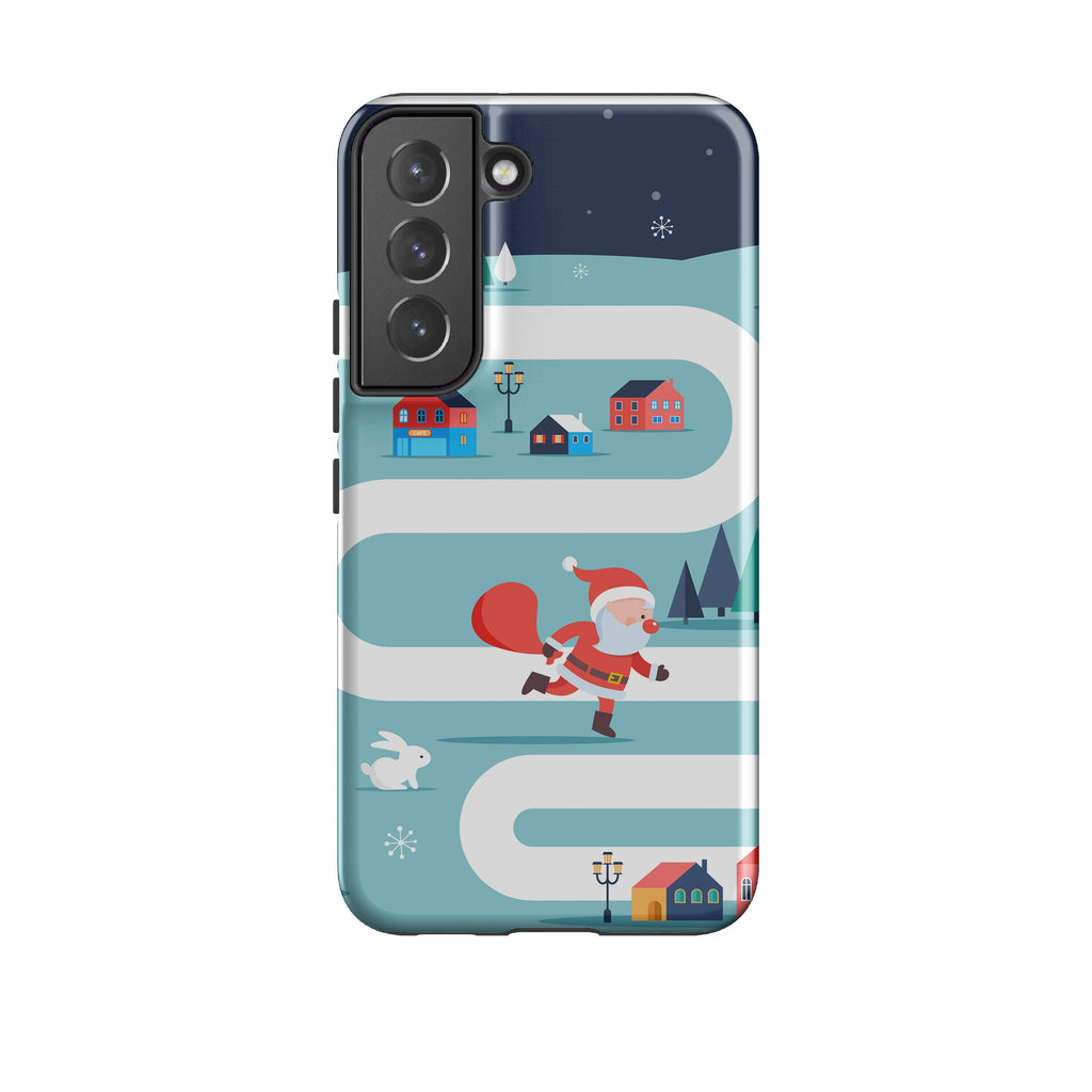 Samsung phone case-Santa Is On His Way-Product Details Raised bevel to protect screen from scratches. Impact resistant polycarbonate shell and shock absorbing inner TPU liner. Secure fit with design wrapping around side of the case and full access to ports. Compatible with Qi-standard wireless charging. Thickness 1/8 inch (3mm), weight 30g. Compatibility See drop down menu for options, please select the right case as we print to order.-Stringberry