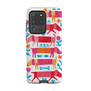 Samsung phone case-Sausage Dog By Tracey English-Product Details Raised bevel to protect screen from scratches. Impact resistant polycarbonate shell and shock absorbing inner TPU liner. Secure fit with design wrapping around side of the case and full access to ports. Compatible with Qi-standard wireless charging. Thickness 1/8 inch (3mm), weight 30g. Compatibility See drop down menu for options, please select the right case as we print to order.-Stringberry