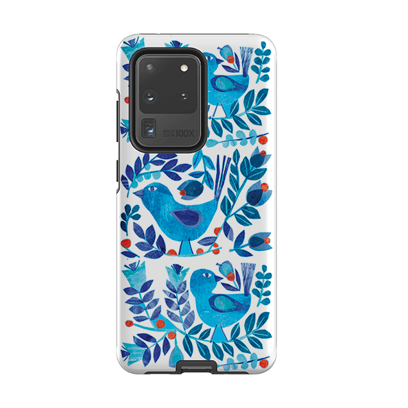Samsung phone case-Scandi Birds By Tracey English-Product Details Raised bevel to protect screen from scratches. Impact resistant polycarbonate shell and shock absorbing inner TPU liner. Secure fit with design wrapping around side of the case and full access to ports. Compatible with Qi-standard wireless charging. Thickness 1/8 inch (3mm), weight 30g. Compatibility See drop down menu for options, please select the right case as we print to order.-Stringberry