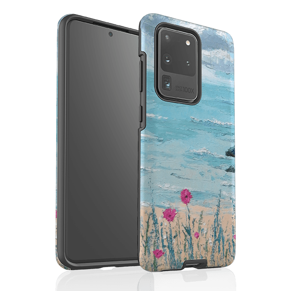 Samsung phone case-Seascape By Mary Stubberfield-Product Details Raised bevel to protect screen from scratches. Impact resistant polycarbonate shell and shock absorbing inner TPU liner. Secure fit with design wrapping around side of the case and full access to ports. Compatible with Qi-standard wireless charging. Thickness 1/8 inch (3mm), weight 30g. Compatibility See drop down menu for options, please select the right case as we print to order.-Stringberry