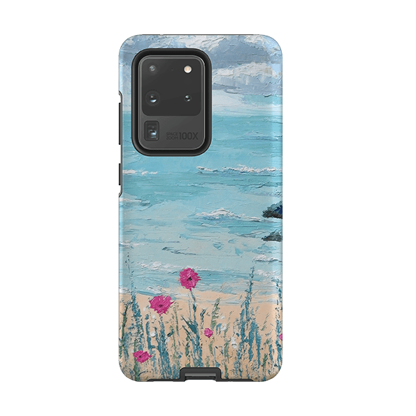 Samsung phone case-Seascape By Mary Stubberfield-Product Details Raised bevel to protect screen from scratches. Impact resistant polycarbonate shell and shock absorbing inner TPU liner. Secure fit with design wrapping around side of the case and full access to ports. Compatible with Qi-standard wireless charging. Thickness 1/8 inch (3mm), weight 30g. Compatibility See drop down menu for options, please select the right case as we print to order.-Stringberry