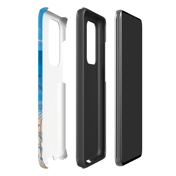 Samsung phone case-Seaside Dog By Mary Stubberfield-Product Details Raised bevel to protect screen from scratches. Impact resistant polycarbonate shell and shock absorbing inner TPU liner. Secure fit with design wrapping around side of the case and full access to ports. Compatible with Qi-standard wireless charging. Thickness 1/8 inch (3mm), weight 30g. Compatibility See drop down menu for options, please select the right case as we print to order.-Stringberry