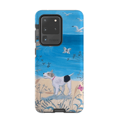 Samsung phone case-Seaside Dog By Mary Stubberfield-Product Details Raised bevel to protect screen from scratches. Impact resistant polycarbonate shell and shock absorbing inner TPU liner. Secure fit with design wrapping around side of the case and full access to ports. Compatible with Qi-standard wireless charging. Thickness 1/8 inch (3mm), weight 30g. Compatibility See drop down menu for options, please select the right case as we print to order.-Stringberry