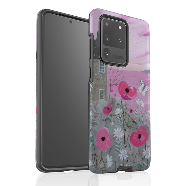 Samsung phone case-Seaside Flowers By Mary Stubberfield-Product Details Raised bevel to protect screen from scratches. Impact resistant polycarbonate shell and shock absorbing inner TPU liner. Secure fit with design wrapping around side of the case and full access to ports. Compatible with Qi-standard wireless charging. Thickness 1/8 inch (3mm), weight 30g. Compatibility See drop down menu for options, please select the right case as we print to order.-Stringberry