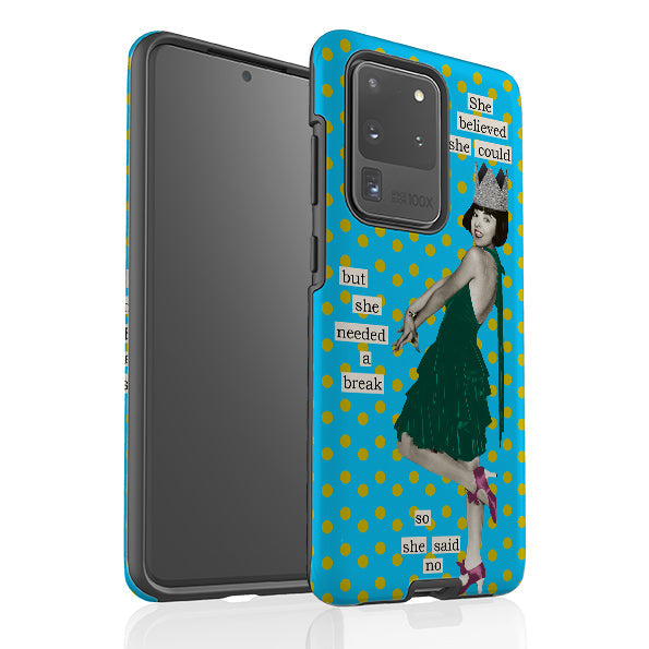 Samsung phone case-She Believed She Could By Clare Jordan-Product Details Raised bevel to protect screen from scratches. Impact resistant polycarbonate shell and shock absorbing inner TPU liner. Secure fit with design wrapping around side of the case and full access to ports. Compatible with Qi-standard wireless charging. Thickness 1/8 inch (3mm), weight 30g. Compatibility See drop down menu for options, please select the right case as we print to order.-Stringberry
