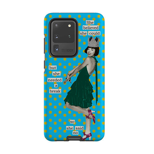 Samsung phone case-She Believed She Could By Clare Jordan-Product Details Raised bevel to protect screen from scratches. Impact resistant polycarbonate shell and shock absorbing inner TPU liner. Secure fit with design wrapping around side of the case and full access to ports. Compatible with Qi-standard wireless charging. Thickness 1/8 inch (3mm), weight 30g. Compatibility See drop down menu for options, please select the right case as we print to order.-Stringberry