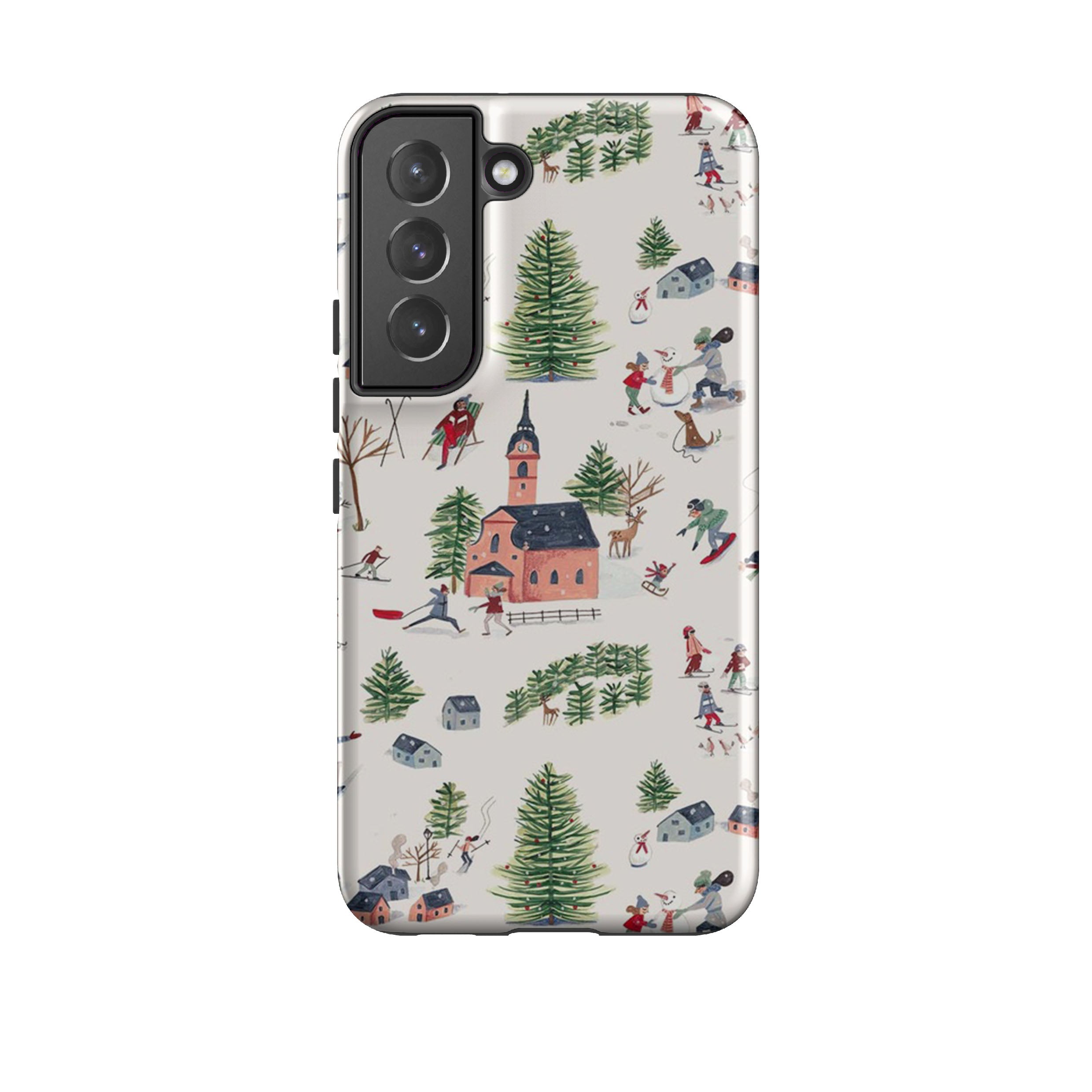 Samsung phone case-Skiing By Caroline Bonne Muller-Product Details Raised bevel to protect screen from scratches. Impact resistant polycarbonate shell and shock absorbing inner TPU liner. Secure fit with design wrapping around side of the case and full access to ports. Compatible with Qi-standard wireless charging. Thickness 1/8 inch (3mm), weight 30g. Compatibility See drop down menu for options, please select the right case as we print to order.-Stringberry