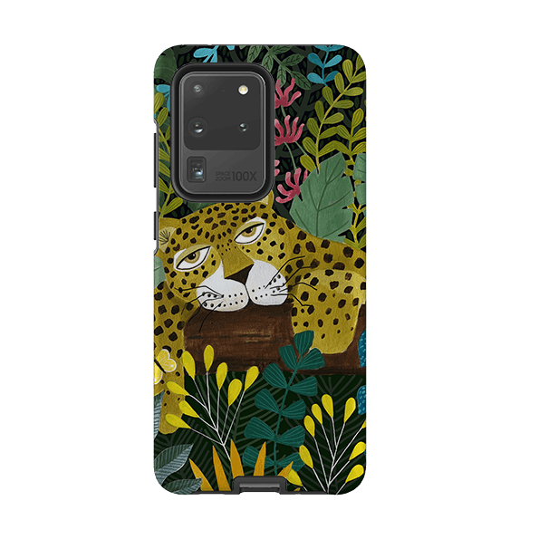 Samsung phone case-Sleepy Leopard By Bex Parkin-Product Details Raised bevel to protect screen from scratches. Impact resistant polycarbonate shell and shock absorbing inner TPU liner. Secure fit with design wrapping around side of the case and full access to ports. Compatible with Qi-standard wireless charging. Thickness 1/8 inch (3mm), weight 30g. Compatibility See drop down menu for options, please select the right case as we print to order.-Stringberry