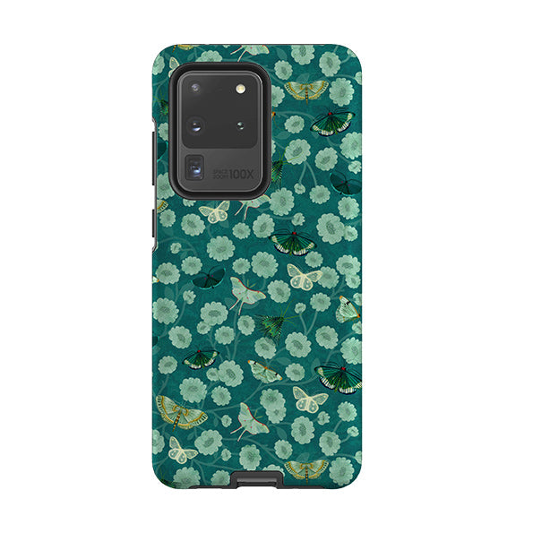 Samsung phone case-Small Moths 2 By Katherine Quinn-Product Details Raised bevel to protect screen from scratches. Impact resistant polycarbonate shell and shock absorbing inner TPU liner. Secure fit with design wrapping around side of the case and full access to ports. Compatible with Qi-standard wireless charging. Thickness 1/8 inch (3mm), weight 30g. Compatibility See drop down menu for options, please select the right case as we print to order.-Stringberry