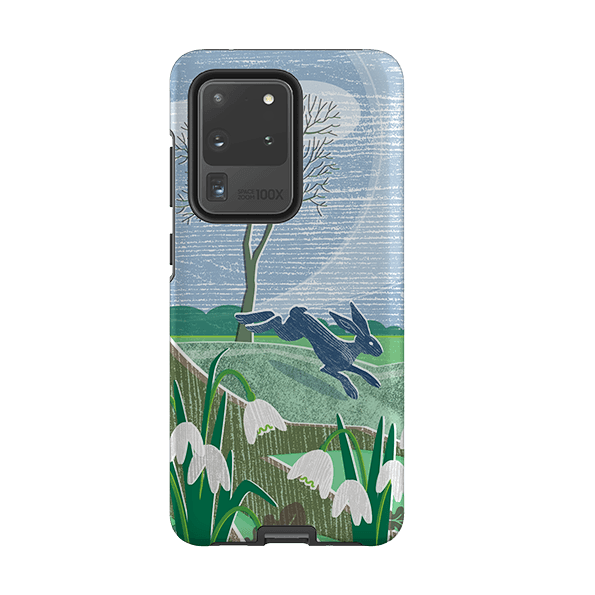 Samsung phone case-Snowdrops And Hare By Liane Payne-Product Details Raised bevel to protect screen from scratches. Impact resistant polycarbonate shell and shock absorbing inner TPU liner. Secure fit with design wrapping around side of the case and full access to ports. Compatible with Qi-standard wireless charging. Thickness 1/8 inch (3mm), weight 30g. Compatibility See drop down menu for options, please select the right case as we print to order.-Stringberry