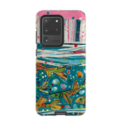 Samsung phone case-Something Fishy By Claire West-Product Details Raised bevel to protect screen from scratches. Impact resistant polycarbonate shell and shock absorbing inner TPU liner. Secure fit with design wrapping around side of the case and full access to ports. Compatible with Qi-standard wireless charging. Thickness 1/8 inch (3mm), weight 30g. Compatibility See drop down menu for options, please select the right case as we print to order.-Stringberry