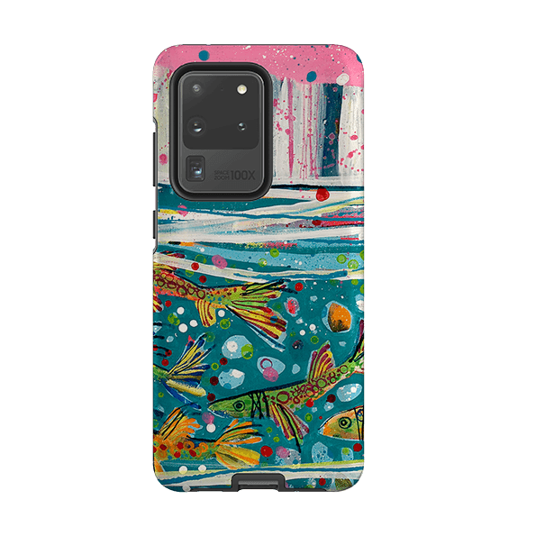 Samsung phone case-Something Fishy By Claire West-Product Details Raised bevel to protect screen from scratches. Impact resistant polycarbonate shell and shock absorbing inner TPU liner. Secure fit with design wrapping around side of the case and full access to ports. Compatible with Qi-standard wireless charging. Thickness 1/8 inch (3mm), weight 30g. Compatibility See drop down menu for options, please select the right case as we print to order.-Stringberry
