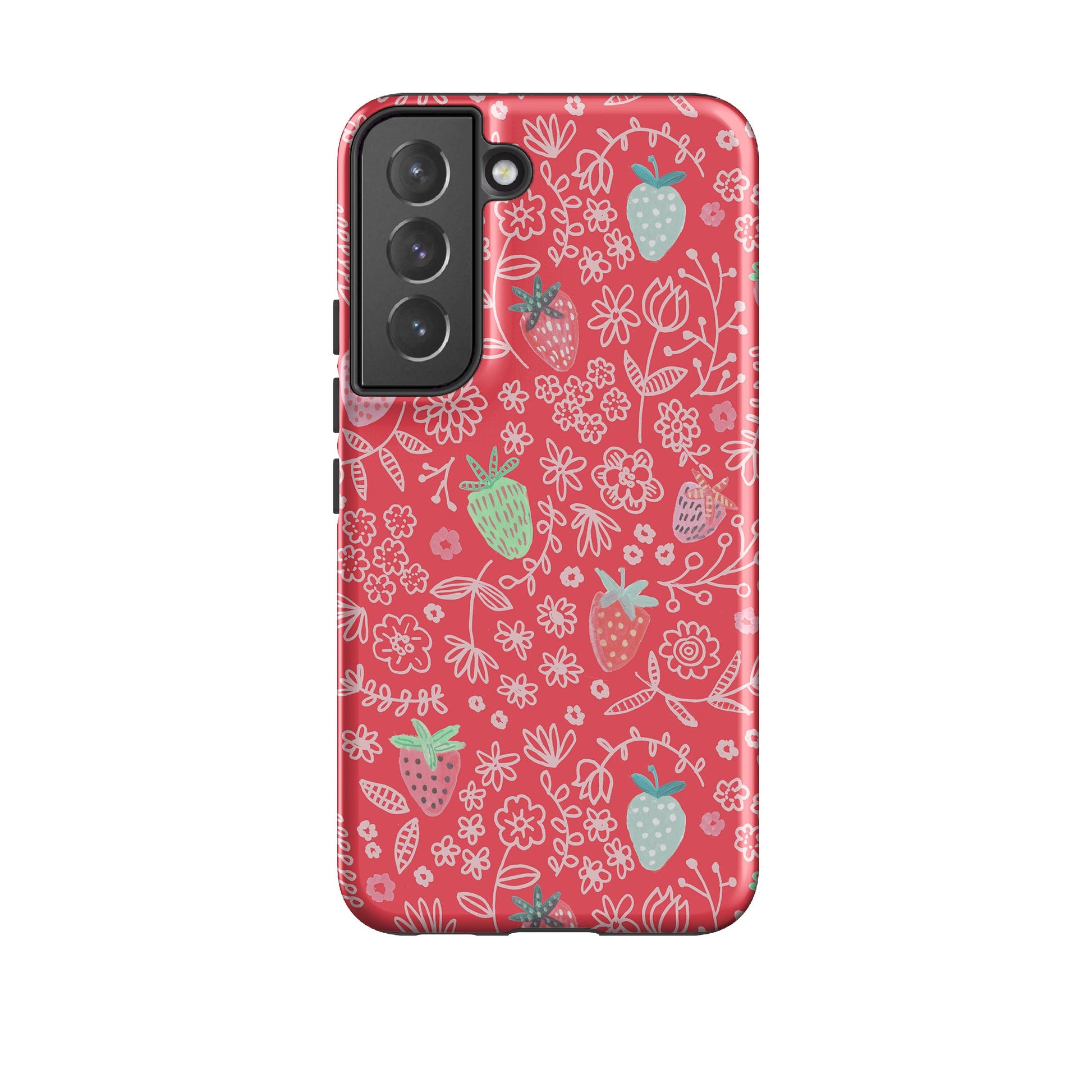 Samsung phone case-Strawberries By Caroline Bonne Muller-Product Details Raised bevel to protect screen from scratches. Impact resistant polycarbonate shell and shock absorbing inner TPU liner. Secure fit with design wrapping around side of the case and full access to ports. Compatible with Qi-standard wireless charging. Thickness 1/8 inch (3mm), weight 30g. Compatibility See drop down menu for options, please select the right case as we print to order.-Stringberry