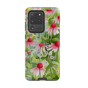 Samsung phone case-Summer Echinacea By Bex Parkin-Product Details Raised bevel to protect screen from scratches. Impact resistant polycarbonate shell and shock absorbing inner TPU liner. Secure fit with design wrapping around side of the case and full access to ports. Compatible with Qi-standard wireless charging. Thickness 1/8 inch (3mm), weight 30g. Compatibility See drop down menu for options, please select the right case as we print to order.-Stringberry