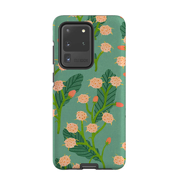 Samsung phone case-Summer Seeds Teal By Katherine Quinn-Product Details Raised bevel to protect screen from scratches. Impact resistant polycarbonate shell and shock absorbing inner TPU liner. Secure fit with design wrapping around side of the case and full access to ports. Compatible with Qi-standard wireless charging. Thickness 1/8 inch (3mm), weight 30g. Compatibility See drop down menu for options, please select the right case as we print to order.-Stringberry