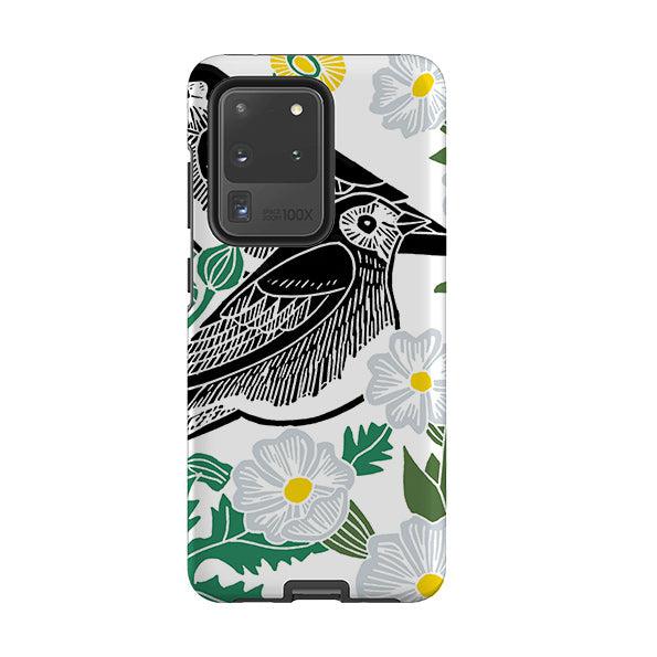 Samsung phone case-Summer Wagtail By Kate heiss-Product Details Raised bevel to protect screen from scratches. Impact resistant polycarbonate shell and shock absorbing inner TPU liner. Secure fit with design wrapping around side of the case and full access to ports. Compatible with Qi-standard wireless charging. Thickness 1/8 inch (3mm), weight 30g. Compatibility See drop down menu for options, please select the right case as we print to order.-Stringberry