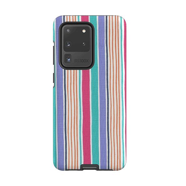 Samsung phone case-Sunrays Blue By Sarah Campbell-Product Details Raised bevel to protect screen from scratches. Impact resistant polycarbonate shell and shock absorbing inner TPU liner. Secure fit with design wrapping around side of the case and full access to ports. Compatible with Qi-standard wireless charging. Thickness 1/8 inch (3mm), weight 30g. Compatibility See drop down menu for options, please select the right case as we print to order.-Stringberry