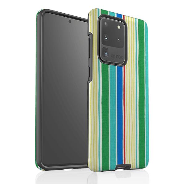 Samsung phone case-Sunrays Green By Sarah Campbell-Product Details Raised bevel to protect screen from scratches. Impact resistant polycarbonate shell and shock absorbing inner TPU liner. Secure fit with design wrapping around side of the case and full access to ports. Compatible with Qi-standard wireless charging. Thickness 1/8 inch (3mm), weight 30g. Compatibility See drop down menu for options, please select the right case as we print to order.-Stringberry