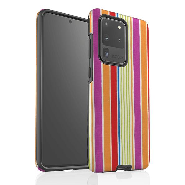 Samsung phone case-Sunrays Orange By Sarah Campbell-Product Details Raised bevel to protect screen from scratches. Impact resistant polycarbonate shell and shock absorbing inner TPU liner. Secure fit with design wrapping around side of the case and full access to ports. Compatible with Qi-standard wireless charging. Thickness 1/8 inch (3mm), weight 30g. Compatibility See drop down menu for options, please select the right case as we print to order.-Stringberry
