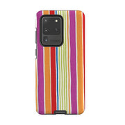 Samsung phone case-Sunrays Orange By Sarah Campbell-Product Details Raised bevel to protect screen from scratches. Impact resistant polycarbonate shell and shock absorbing inner TPU liner. Secure fit with design wrapping around side of the case and full access to ports. Compatible with Qi-standard wireless charging. Thickness 1/8 inch (3mm), weight 30g. Compatibility See drop down menu for options, please select the right case as we print to order.-Stringberry