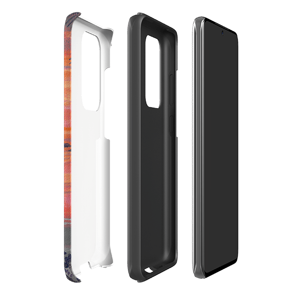 Samsung phone case-Sunset Cats By Mary Stubberfield-Product Details Raised bevel to protect screen from scratches. Impact resistant polycarbonate shell and shock absorbing inner TPU liner. Secure fit with design wrapping around side of the case and full access to ports. Compatible with Qi-standard wireless charging. Thickness 1/8 inch (3mm), weight 30g. Compatibility See drop down menu for options, please select the right case as we print to order.-Stringberry
