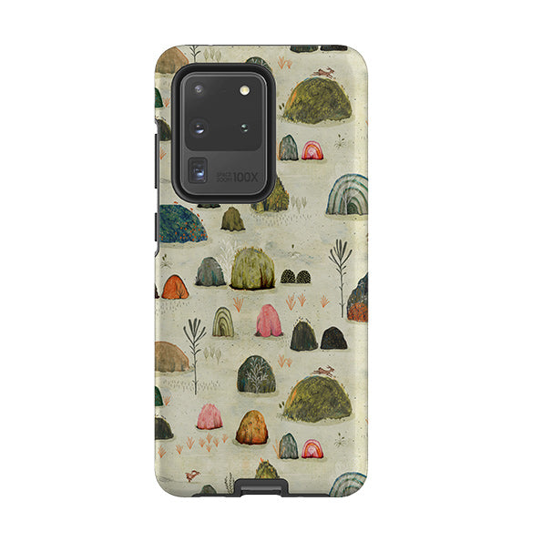 Samsung phone case-Sunset Mossy Hills By Katherine Quinn-Product Details Raised bevel to protect screen from scratches. Impact resistant polycarbonate shell and shock absorbing inner TPU liner. Secure fit with design wrapping around side of the case and full access to ports. Compatible with Qi-standard wireless charging. Thickness 1/8 inch (3mm), weight 30g. Compatibility See drop down menu for options, please select the right case as we print to order.-Stringberry