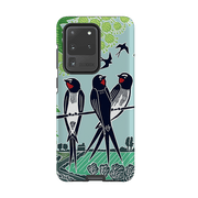 Samsung phone case-Swallows By Kate Heiss-Product Details Raised bevel to protect screen from scratches. Impact resistant polycarbonate shell and shock absorbing inner TPU liner. Secure fit with design wrapping around side of the case and full access to ports. Compatible with Qi-standard wireless charging. Thickness 1/8 inch (3mm), weight 30g. Compatibility See drop down menu for options, please select the right case as we print to order.-Stringberry