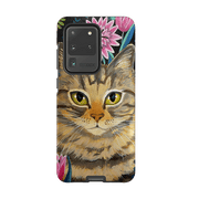 Samsung phone case-Tabby Cat By Mary Stubberfield-Product Details Raised bevel to protect screen from scratches. Impact resistant polycarbonate shell and shock absorbing inner TPU liner. Secure fit with design wrapping around side of the case and full access to ports. Compatible with Qi-standard wireless charging. Thickness 1/8 inch (3mm), weight 30g. Compatibility See drop down menu for options, please select the right case as we print to order.-Stringberry