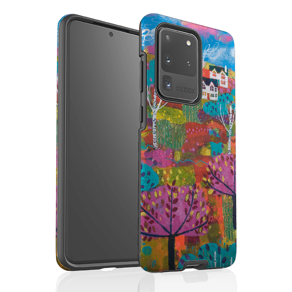 Samsung phone case-The Hills By Claire West-Product Details Raised bevel to protect screen from scratches. Impact resistant polycarbonate shell and shock absorbing inner TPU liner. Secure fit with design wrapping around side of the case and full access to ports. Compatible with Qi-standard wireless charging. Thickness 1/8 inch (3mm), weight 30g. Compatibility See drop down menu for options, please select the right case as we print to order.-Stringberry