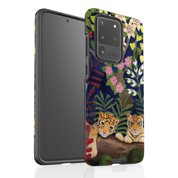 Samsung phone case-Tigers By Bex Parkin-Product Details Raised bevel to protect screen from scratches. Impact resistant polycarbonate shell and shock absorbing inner TPU liner. Secure fit with design wrapping around side of the case and full access to ports. Compatible with Qi-standard wireless charging. Thickness 1/8 inch (3mm), weight 30g. Compatibility See drop down menu for options, please select the right case as we print to order.-Stringberry