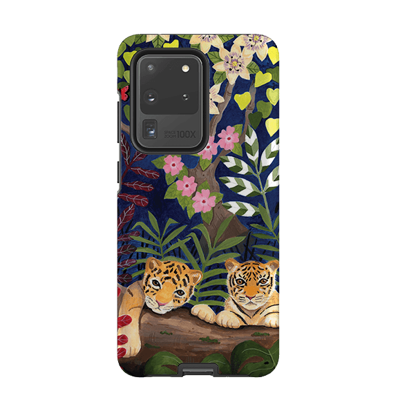 Samsung phone case-Tigers By Bex Parkin-Product Details Raised bevel to protect screen from scratches. Impact resistant polycarbonate shell and shock absorbing inner TPU liner. Secure fit with design wrapping around side of the case and full access to ports. Compatible with Qi-standard wireless charging. Thickness 1/8 inch (3mm), weight 30g. Compatibility See drop down menu for options, please select the right case as we print to order.-Stringberry