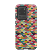 Samsung phone case-Triangle Geometric By Suzy Taylor-Product Details Raised bevel to protect screen from scratches. Impact resistant polycarbonate shell and shock absorbing inner TPU liner. Secure fit with design wrapping around side of the case and full access to ports. Compatible with Qi-standard wireless charging. Thickness 1/8 inch (3mm), weight 30g. Compatibility See drop down menu for options, please select the right case as we print to order.-Stringberry