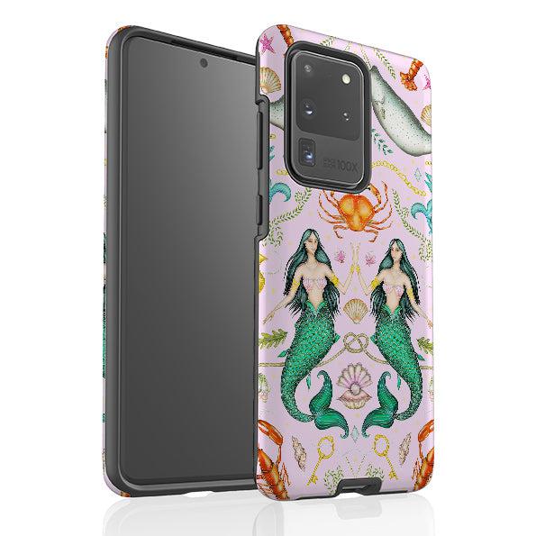 Samsung phone case-Tritons Treasure Pink By Catherine Rowe-Product Details Raised bevel to protect screen from scratches. Impact resistant polycarbonate shell and shock absorbing inner TPU liner. Secure fit with design wrapping around side of the case and full access to ports. Compatible with Qi-standard wireless charging. Thickness 1/8 inch (3mm), weight 30g. Compatibility See drop down menu for options, please select the right case as we print to order.-Stringberry