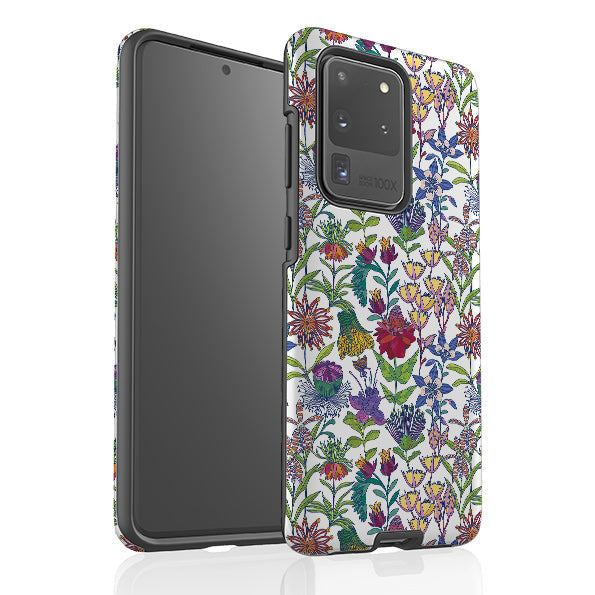 Samsung phone case-Tropic-1 By Natalie Pedetti Prack-Product Details Raised bevel to protect screen from scratches. Impact resistant polycarbonate shell and shock absorbing inner TPU liner. Secure fit with design wrapping around side of the case and full access to ports. Compatible with Qi-standard wireless charging. Thickness 1/8 inch (3mm), weight 30g. Compatibility See drop down menu for options, please select the right case as we print to order.-Stringberry