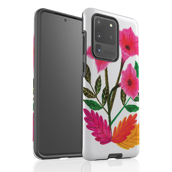 Samsung phone case-Trumpet Flowers By Lee Foster Wilson-Product Details Raised bevel to protect screen from scratches. Impact resistant polycarbonate shell and shock absorbing inner TPU liner. Secure fit with design wrapping around side of the case and full access to ports. Compatible with Qi-standard wireless charging. Thickness 1/8 inch (3mm), weight 30g. Compatibility See drop down menu for options, please select the right case as we print to order.-Stringberry