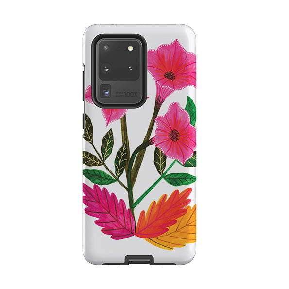 Samsung phone case-Trumpet Flowers By Lee Foster Wilson-Product Details Raised bevel to protect screen from scratches. Impact resistant polycarbonate shell and shock absorbing inner TPU liner. Secure fit with design wrapping around side of the case and full access to ports. Compatible with Qi-standard wireless charging. Thickness 1/8 inch (3mm), weight 30g. Compatibility See drop down menu for options, please select the right case as we print to order.-Stringberry
