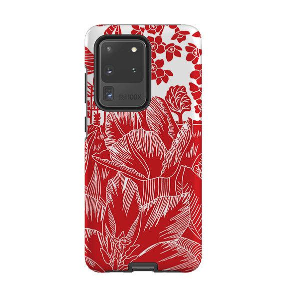 Samsung phone case-Tulip Silhouette By Kate Heiss-Product Details Raised bevel to protect screen from scratches. Impact resistant polycarbonate shell and shock absorbing inner TPU liner. Secure fit with design wrapping around side of the case and full access to ports. Compatible with Qi-standard wireless charging. Thickness 1/8 inch (3mm), weight 30g. Compatibility See drop down menu for options, please select the right case as we print to order.-Stringberry