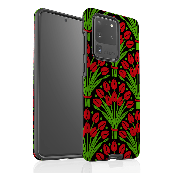 Samsung phone case-Tulips By Cressida Bell-Product Details Raised bevel to protect screen from scratches. Impact resistant polycarbonate shell and shock absorbing inner TPU liner. Secure fit with design wrapping around side of the case and full access to ports. Compatible with Qi-standard wireless charging. Thickness 1/8 inch (3mm), weight 30g. Compatibility See drop down menu for options, please select the right case as we print to order.-Stringberry