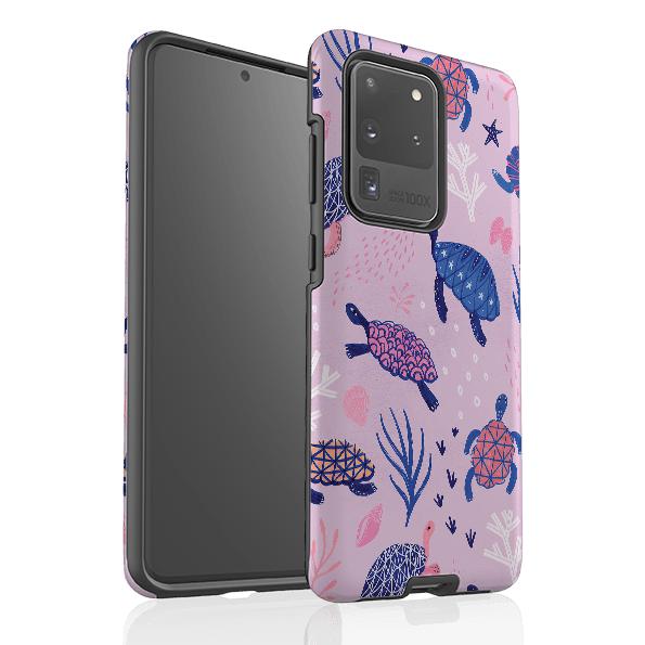 Samsung phone case-Turtles By Lee Foster Wilson-Product Details Raised bevel to protect screen from scratches. Impact resistant polycarbonate shell and shock absorbing inner TPU liner. Secure fit with design wrapping around side of the case and full access to ports. Compatible with Qi-standard wireless charging. Thickness 1/8 inch (3mm), weight 30g. Compatibility See drop down menu for options, please select the right case as we print to order.-Stringberry