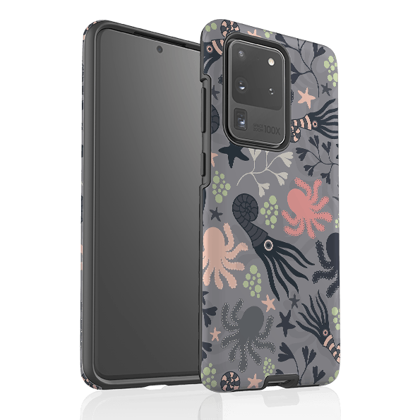 Samsung phone case-Under The Sea By Suzy Taylor-Product Details Raised bevel to protect screen from scratches. Impact resistant polycarbonate shell and shock absorbing inner TPU liner. Secure fit with design wrapping around side of the case and full access to ports. Compatible with Qi-standard wireless charging. Thickness 1/8 inch (3mm), weight 30g. Compatibility See drop down menu for options, please select the right case as we print to order.-Stringberry