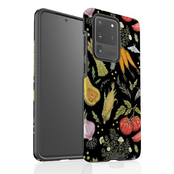 Samsung phone case-Vegetables By Catherine Rowe-Product Details Raised bevel to protect screen from scratches. Impact resistant polycarbonate shell and shock absorbing inner TPU liner. Secure fit with design wrapping around side of the case and full access to ports. Compatible with Qi-standard wireless charging. Thickness 1/8 inch (3mm), weight 30g. Compatibility See drop down menu for options, please select the right case as we print to order.-Stringberry