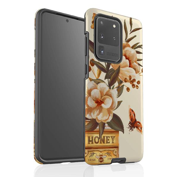 Samsung phone case-Vintage Honey-Product Details Raised bevel to protect screen from scratches. Impact resistant polycarbonate shell and shock absorbing inner TPU liner. Secure fit with design wrapping around side of the case and full access to ports. Compatible with Qi-standard wireless charging. Thickness 1/8 inch (3mm), weight 30g. Compatibility See drop down menu for options, please select the right case as we print to order.-Stringberry