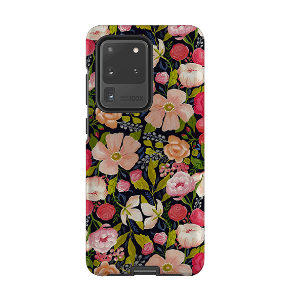 Samsung phone case-Vintage Roses By Bex Parkin-Product Details Raised bevel to protect screen from scratches. Impact resistant polycarbonate shell and shock absorbing inner TPU liner. Secure fit with design wrapping around side of the case and full access to ports. Compatible with Qi-standard wireless charging. Thickness 1/8 inch (3mm), weight 30g. Compatibility See drop down menu for options, please select the right case as we print to order.-Stringberry