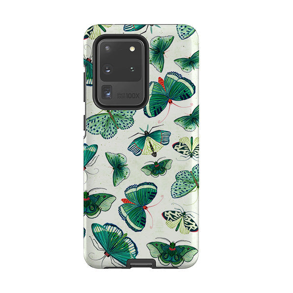 Samsung phone case-Whisper Of Moths By Katherine Quinn-Product Details Raised bevel to protect screen from scratches. Impact resistant polycarbonate shell and shock absorbing inner TPU liner. Secure fit with design wrapping around side of the case and full access to ports. Compatible with Qi-standard wireless charging. Thickness 1/8 inch (3mm), weight 30g. Compatibility See drop down menu for options, please select the right case as we print to order.-Stringberry