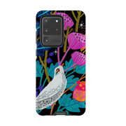 Samsung phone case-White Bird By Claire West-Product Details Raised bevel to protect screen from scratches. Impact resistant polycarbonate shell and shock absorbing inner TPU liner. Secure fit with design wrapping around side of the case and full access to ports. Compatible with Qi-standard wireless charging. Thickness 1/8 inch (3mm), weight 30g. Compatibility See drop down menu for options, please select the right case as we print to order.-Stringberry